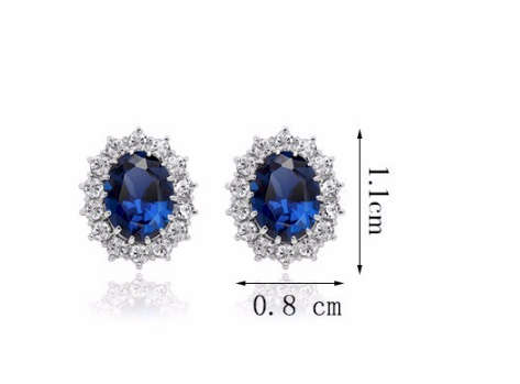 Stylish Cr Diamond & Sapphire Set in 925 Sterling Silver Earrings Imported Filled Jewellery