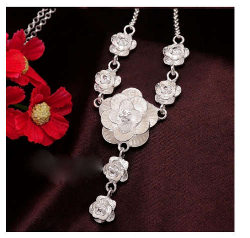 Gorgeous 925 Sterling Silver Rose Neck Chain Imported Filled Jewellery