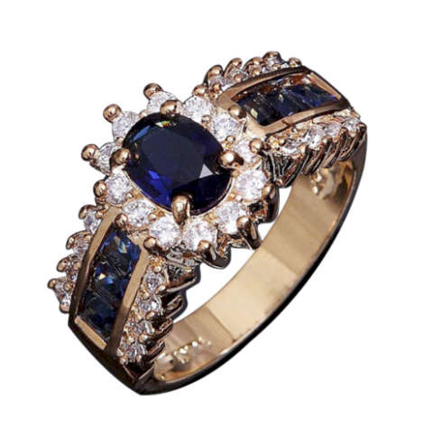 Attractive Sim Sapphire & Diamond in 18ct Yellow Rolled Gold Imported Ring