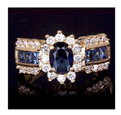 Attractive Sim Sapphire & Diamond in 18ct Yellow Rolled Gold Imported Ring