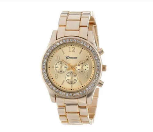 Quality Sim Diamond Set in 18kgp Imported Geneva Woman's Watch