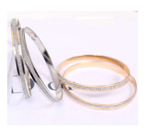 Gorgeous 6mm Imported  2 Silver Glitter Bangles