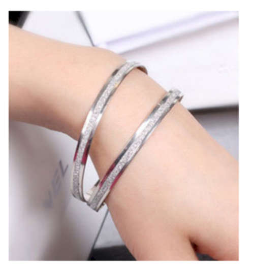 Gorgeous 6mm Imported  2 Silver Glitter Bangles