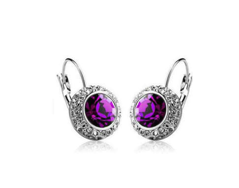Charming Simulated Amethyst Set in 18ct White Gold Imported Filled Earrings