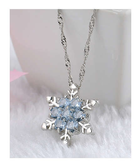 Charming Vintage Blue Snowflake Zircon with Free Matching Necklaces