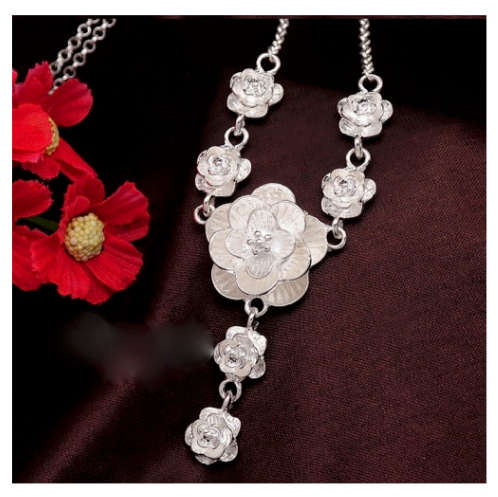 Gorgeous 925 Sterling Silver Rose Neck Chain Imported Filled Jewellery