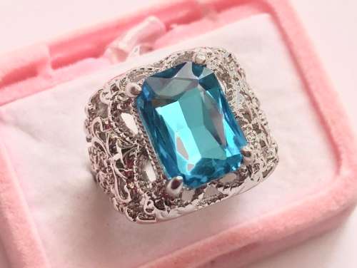 Super-B Cr Blue Topaz Ring Quality Imported *SISSYGIRLS* Jewellery
