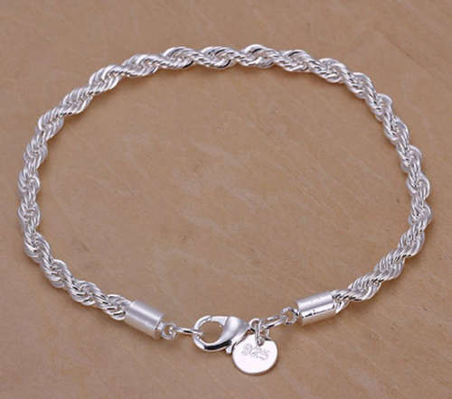 Classy 4mm 925 Sterling Silver Imported  Filled Rope Bracelet