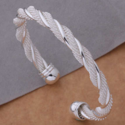 Quality 925 Sterling Silver Twisted Mesh Bangle Imported Filled Jewellery