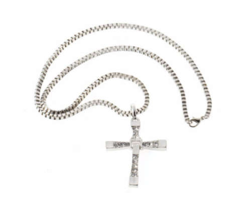 Attractive Diamante in 925 Sterling Silver Cross with free Matching Chain Imported Filled Jewellery