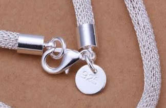 Quality 925 Sterling Silver Mesh Neck Chain with Heart Shape Pendant Imported Filled Jewellery