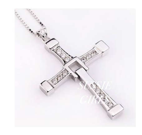Attractive Diamante  Cross with free Matching Chain Imported  Jewellery