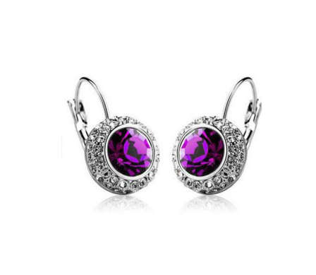Charming Simulated Amethyst Set in 18ct White Gold Imported Filled Earrings