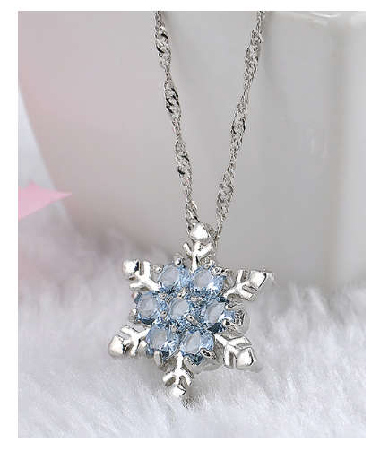 Charming Vintage Blue Snowflake Zircon in 925 Sterling Silver & Matching Necklaces Filled Jewellery