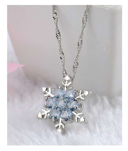 Charming Vintage Blue Snowflake Zircon with Free Matching Necklaces