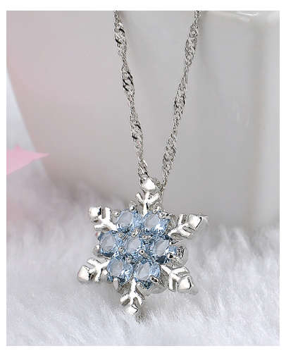 Charming Vintage Blue Snowflake Zircon with Free Matching Necklaces