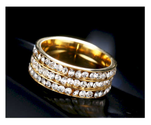 Stylish Diamante Set in 18ct Yellow Gold Wedding/Engagement Ring Imported Filled Jewellery