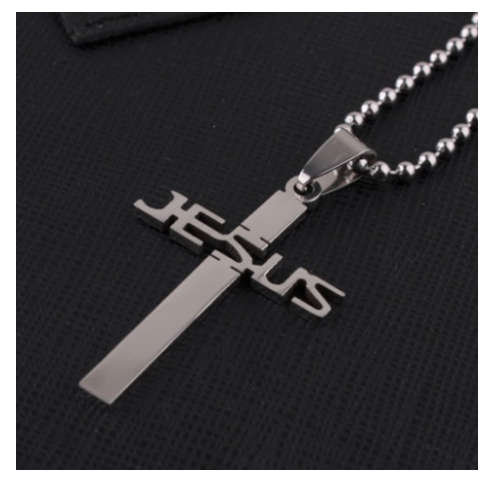 QUALITY Unisex 316L Stainless Steel"JESUS "Cross Pendant & Free Matching Neck Chain