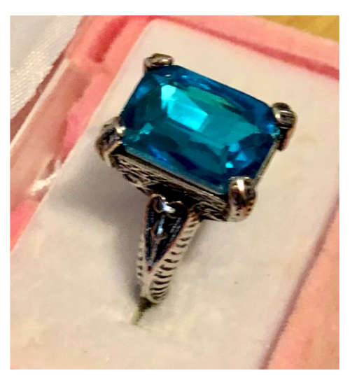 Amazing Cr Blue Topaz Set in Vintage 925 Sterling Silver Ring Imported Filled Jewellery