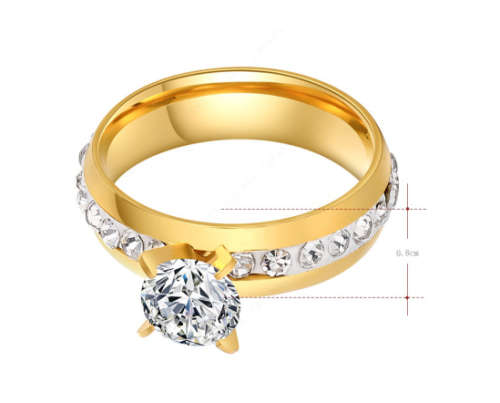 Stylish Diamante Set in Titanium Stainless Steel Wedding/Engagement Rings