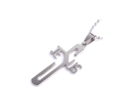QUALITY Unisex 316L Stainless Steel"JESUS "Cross Pendant & Free Matching Neck Chain