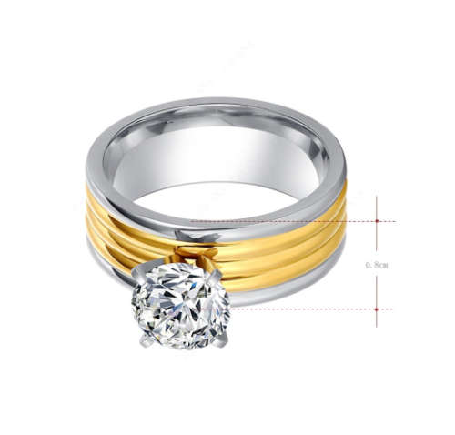 Stylish Diamante Set in Titanium Stainless Steel Wedding/Engagement Rings