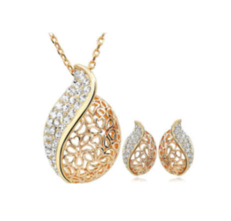 Sparkling Diamante Set in 18ct Yellow Rolled Gold Imported Neck and Earring SeT