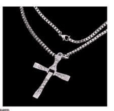 Attractive Diamante Cross with free Matching Chain Imported Jewellery