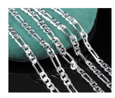 Stylish 2mm Figaro Unisex 925 Sterling Silver Neck Chain Imported Filled Jewellery