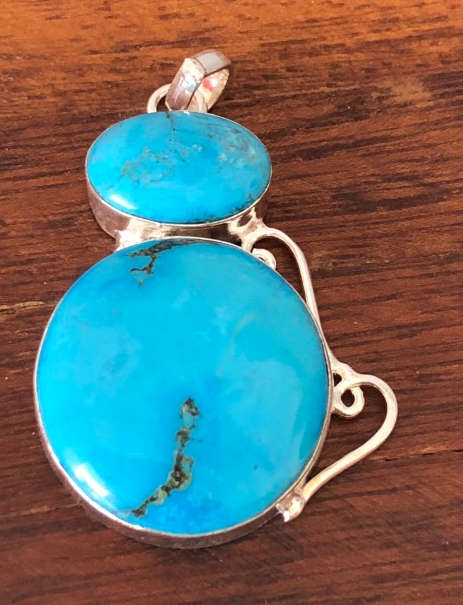 Super-B Turquoise 925 Sterling Silver Pendant WITH FREE MATCHING  NECK CHAIN WITH 925 MARKING