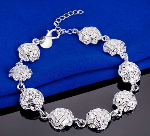 Attractive 925 Sterling Silver Rose Bracelet Imported Quality Filled Jewellery