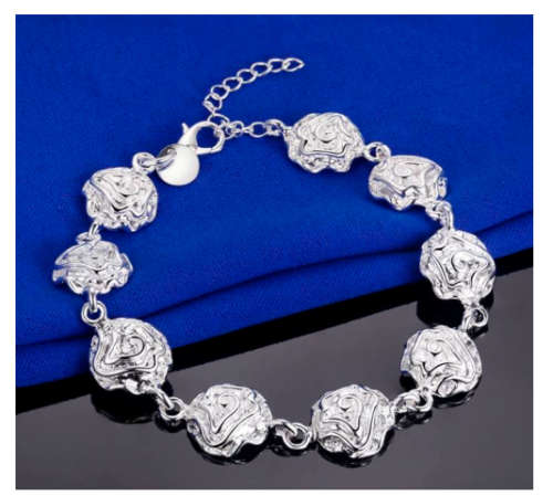 Attractive 925 Sterling Silver Rose Bracelet Imported Quality Filled Jewellery