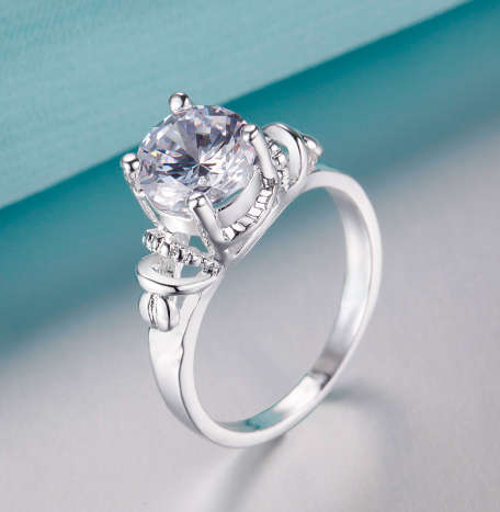 Sparkling Sim White Diamond Set in 925 Sterling Silver  Ring Imported Filled Jewellery