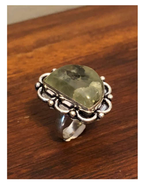 Adorable Green Marble Gemstone Set in 925 Sterling Silver Imported Ring