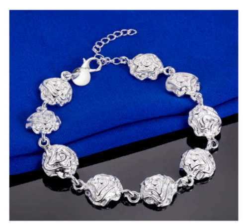 Attractive 925 Sterling Silver Rose Bracelet Imported Quality Filled Jewellery