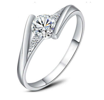 Dazzling Cr White Diamond Set in 925 Sterling Silver Ring Imported Filled Jewellery