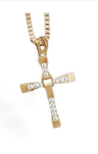 Stylish Sim Diamonds 14K Gold Unisex Cross with Matching Neck Chain Imported Filled Jewellery