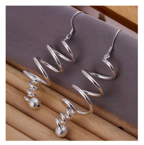Sparkling 925 Sterling Silver Spiral Earrings Imported Filled Jewellery