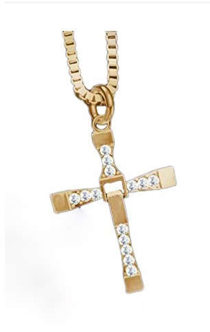 Stylish Sim Diamonds 14K Gold Unisex Cross with Matching Neck Chain Imported Filled Jewellery
