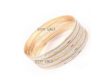 Gorgeous 6mm Imported 2 Gold  Imported  Glitter Bangles