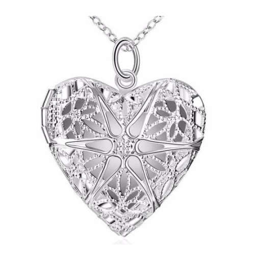 ElegantHeart Shape 925 Sterling Silver Filled Imported Filled Locket with Matching Chain