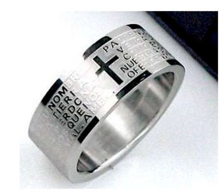 Stylish 316L Stainless Steel Bible Lord's Prayer Unisex Cross Rings