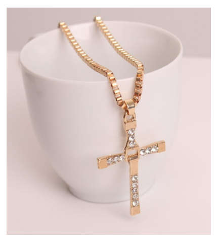 Stylish Sim Diamonds 14K Gold Unisex Cross with Matching Neck Chain Imported Filled Jewellery