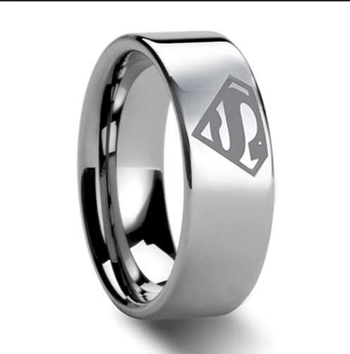 8mm SuperMan Unisex Stainless Steel Internationally Imported Ring