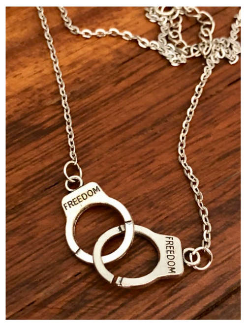 Attractive 925 Sterling Silver Handcuffs  Pendant with Neck Chain Imported Filled Jewellery