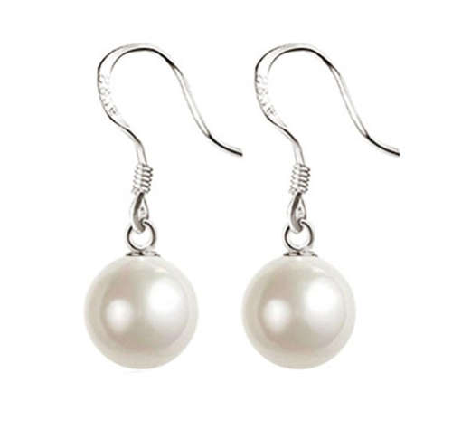 Tommy 925 Sterling Silver 8mm Sim Pearl Dangle Earrings Imported Filled Jewellery