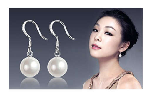 Tommy 925 Sterling Silver 8mm Sim Pearl Dangle Earrings Imported Filled Jewellery