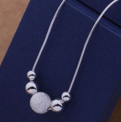 Shimmering 3 Ball Pendants in 925 Sterling Silver Neck Chain Imported Filled Jewellery