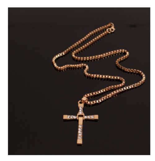 Stylish Sim Diamonds 14K Gold Unisex Cross with Matching Neck Chain Imported Filled Jewellery