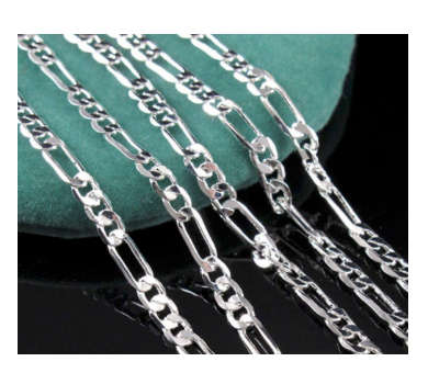 Stylish 2mm Figaro Unisex 925 Sterling Silver Neck Chain Imported Filled Jewellery